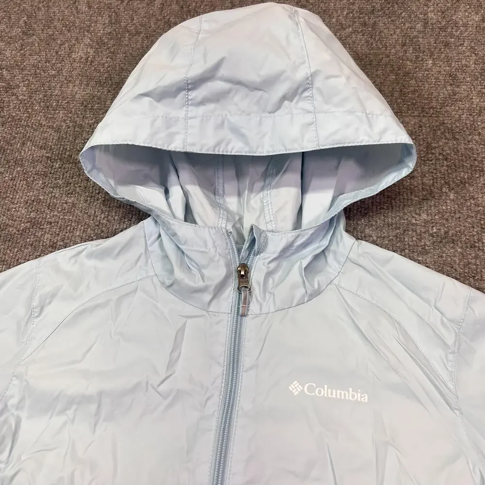 Columbia Jacket Youth XL 18/20 Blue Hooded Lightweight Nylon Shell Windbreaker